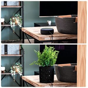 Fake Plants Smart Speaker Stand - Universal Faux Plants Indoor Smart Speaker Holder - Modern Faux Plant for Living Room Decor Google Home Holder - Apple Home Pod Mini Smart Home Speaker Pot - (Black)