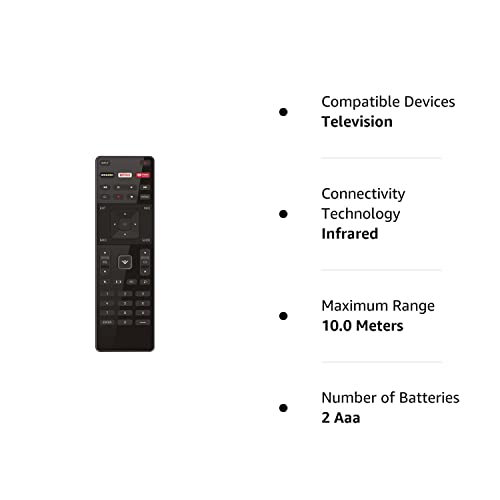 Vizio Xrt122 LED HDTV Remote Control for E Series E70-c3 E65-c3 E65x-c2 E60-c3 E55-c1 E55-c2 E50-c1 E48-c2 E43-c2 E40-c2 E40x-c2 E32h-c1 E32-c1 E28h-c1 E24-c1 E70c3 E65c3 E65xc2