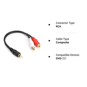 JSJ RCA (M) to 2 RCA (F) Stereo Audio Y Adapter Subwoofer Cable (24k Gold Plated) 1 Male to 2 Female Y Splitter Connectors Extension Cord (20CM/0.5FT)