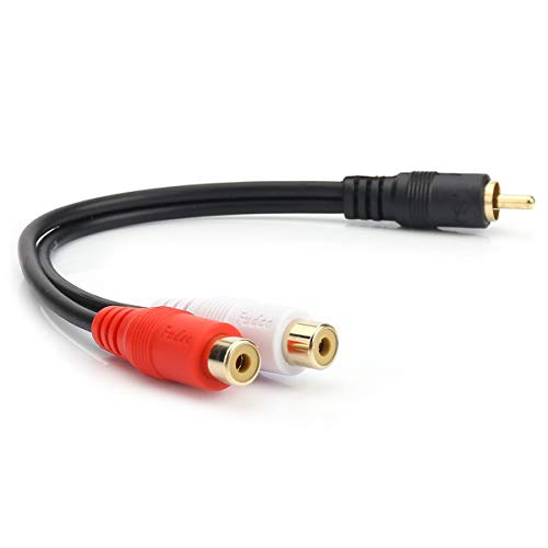 JSJ RCA (M) to 2 RCA (F) Stereo Audio Y Adapter Subwoofer Cable (24k Gold Plated) 1 Male to 2 Female Y Splitter Connectors Extension Cord (20CM/0.5FT)