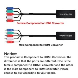 Dingsun Component to HDMI Converter Female YPbPr to HDMI Converter Support 720P/ 1080P for HD TV, DVD Player, Blu-ray Player, Wii, PS2/PS3, Xbox 360, Original Xbox and More (with HDMI Cable)