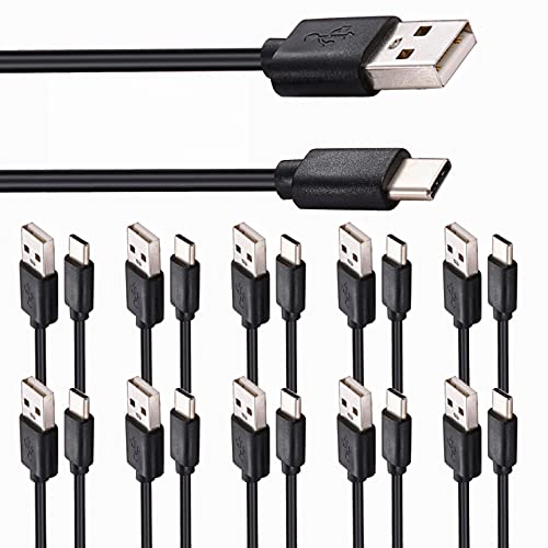 tekSonic USB Type C Cable Fast Charging [10-Pack 3.3ft], USB-A to USB-C Multi Pack Bulk Charge Cord Compatible with Samsung Galaxy S10 S9 S8 S20 S21 Plus A52 A21 A32 A11,Note 10 9 8, PS5 Controller