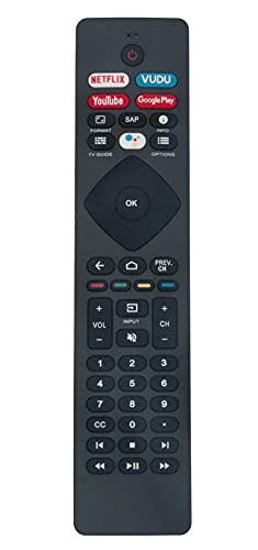 Replaced Remote Compatible with Philips Smart LED TV 4K Ultra HD (2160p) Android Smart LED TV URMT47CND0 65PFL5766/F7 55PFL5766/F7 43PFL5766/F7 32PFL5505/F7 50PFL5766/F7 50PFL5604/F7 75PFL5604/F7