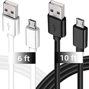 Charging Cable for Samsung Galaxy S7, 2Pack 6Ft 10Ft Long Charger Cable, Android Phone Fast Charger Cord for Samsung Galaxy S7 S6 Edge,Note 5 4,LG G4,Moto,Sony,PS4,Windows,MP3,Camera,Black