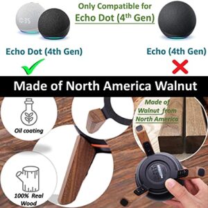 Counlisha Real Wood Stand for Echo Dots(4th Gen)(5th Gen),Tripod Accessories Protect Smart Speaker get Better Sound,Secure Stable Wooden Mount Holder for Echo Dot (Color:Walnut)