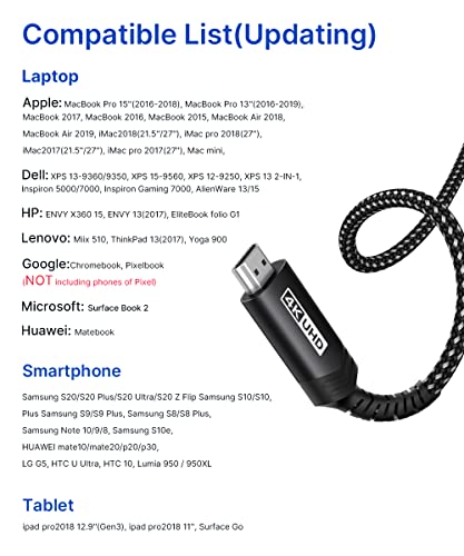 JSAUX USB C to HDMI Cable 10 FT【4K@60Hz】 USB 3.1 Type-C to HDMI 2.0 Cable for Home Office, (Thunderbolt 3/4 Compatible) with Galaxy S8 to S22, MacBook Pro/Air, iPad Pro, iMac, Mac Mini -Black