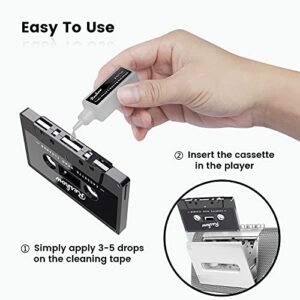 Reshow Audio Tape Cassette Head Cleaner w/ 2 Cleaning Fluids Care Wet Maintenance Kit for Cassette Tape Player/Boombox/Deck/Recorder