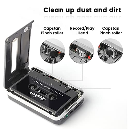 Reshow Audio Tape Cassette Head Cleaner w/ 2 Cleaning Fluids Care Wet Maintenance Kit for Cassette Tape Player/Boombox/Deck/Recorder