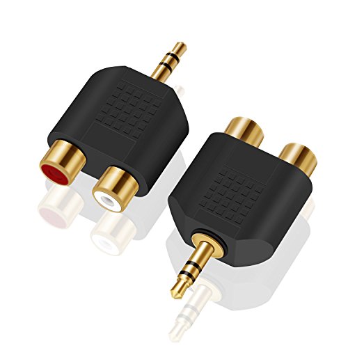 ANDTOBO 3.5 mm TRS to Dual RCA F (2-Pack), 3.5mm Stereo Male to Dual RCA Female Audio Breakout Adapter