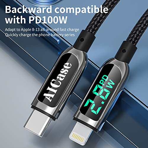 USB C to L ightning Cable, AICase 4FT Charging Syncing Cord with LED Display Compatible with iPhone 13 13 Pro 12 Pro Max 12 11 X XS XR 8 Plus, AirPods Pro, Supports Power Delivery (4ft)