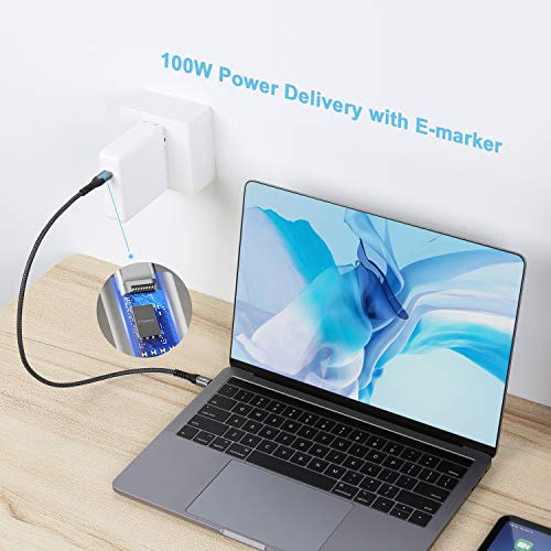 Fasgear USB C to USB C Cable 3ft, 10Gbps USB 3.1 Gen 2 Cord 5A Fast Charger with 4K Video and 100W Power Delivery (PD) Thunderbolt Compatible for MacBook,Matebook,Pixelbook,iPad,Galaxy Note 10, Black