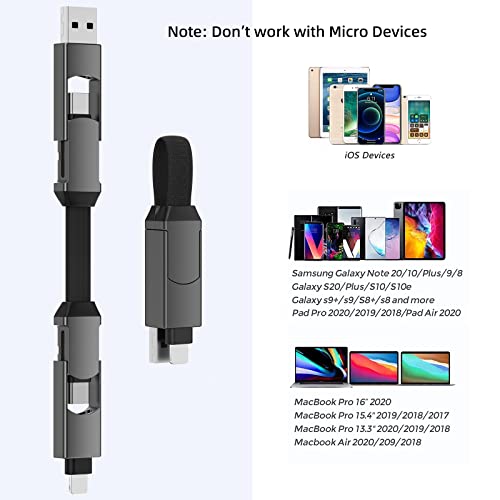 CHAFON M3 USB C Cable 60W, 4 in 1 Multi Charging Cable Zinc Alloy Magnetic Keychain EDC Fast Charger Dual Type C/Lighting Connectors for Portable Charger MacBook Phones Tablets Gift for Men Women