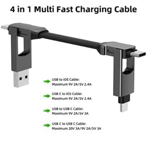 CHAFON M3 USB C Cable 60W, 4 in 1 Multi Charging Cable Zinc Alloy Magnetic Keychain EDC Fast Charger Dual Type C/Lighting Connectors for Portable Charger MacBook Phones Tablets Gift for Men Women