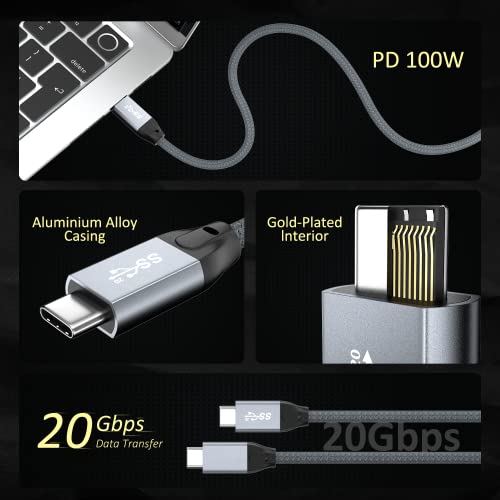 QCEs USB C to USB C Video Cable, USB C 3.2 Gen 2 Cable 5Ft 4K Video Monitor Cable, 20Gbps Data Transfer and 100W PD Fast Charger Cord Thunderbolt 3 Compatible with MacBook Pro, iPad Pro, Galaxy S21