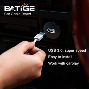 BATIGE Single Port USB 3.0 Male to Female AUX Car Mount Flush Cable Waterproof Extension for Car Truck Boat Motorcycle Dashboard Panel - 3ft
