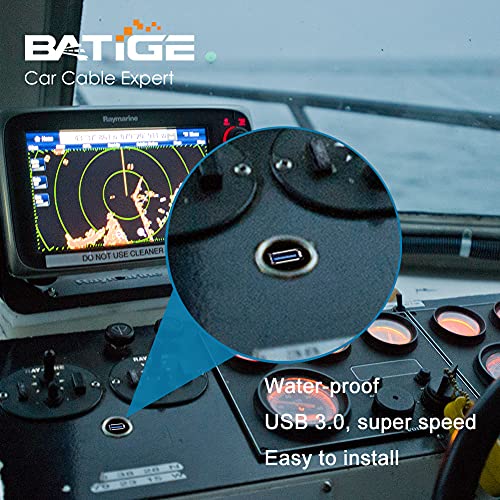 BATIGE Single Port USB 3.0 Male to Female AUX Car Mount Flush Cable Waterproof Extension for Car Truck Boat Motorcycle Dashboard Panel - 3ft