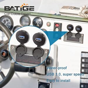 BATIGE Single Port USB 3.0 Male to Female AUX Car Mount Flush Cable Waterproof Extension for Car Truck Boat Motorcycle Dashboard Panel - 3ft