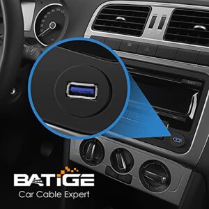 BATIGE Single Port USB 3.0 Male to Female AUX Car Mount Flush Cable Waterproof Extension for Car Truck Boat Motorcycle Dashboard Panel - 3ft