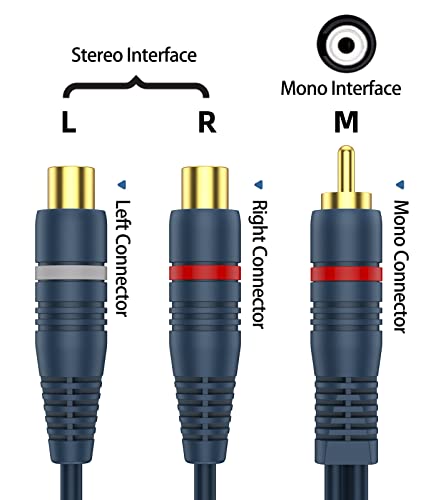 DteeDck RCA Splitter 1 Male 2 Female 2 Pack, RCA Y Splitter RCA Cable Audio Video Splitter Adapter Extension Cord 0.2M/0.65ft for Subwoofer Speaker