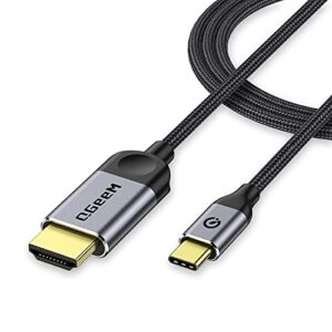 qgeem usb c to hdmi cable, usb type c to hdmi cable 4ft 4k thunderbolt 3 compatible with macbook pro 2020, ipad pro, samsung s9 s10, surface book 2