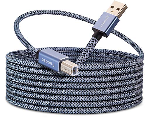 Printer Cable 25 ft, Faodzc Long USB Printer Cord 2.0 Type A Male to B Male Printer Scanner Cord High Speed Compatible with HP, Canon, Dell, Epson, Lexmark, Xerox, Samsung and More 8m