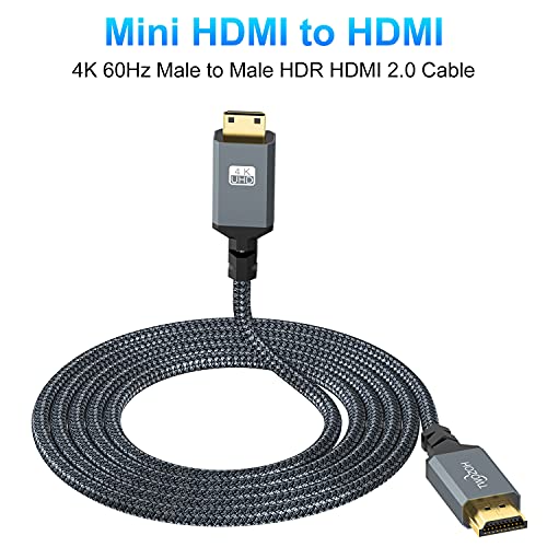 Twozoh Mini HDMI to HDMI Cable 3.3FT, High-Speed HDMI to Mini HDMI Braided Cord Support 3D 4K/60Hz 1080p 720p