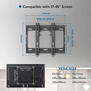 BONTEC Low Profile TV Wall Mount Bracket for Most 17-45 inch LED,OLED Flat Screen TVs, Ultra Slim Tilt Wall Mount up to 66LBS, Max VESA 200x200mm