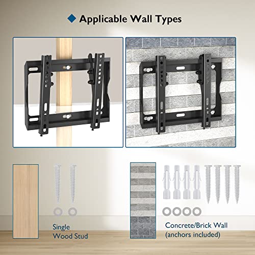 BONTEC Low Profile TV Wall Mount Bracket for Most 17-45 inch LED,OLED Flat Screen TVs, Ultra Slim Tilt Wall Mount up to 66LBS, Max VESA 200x200mm