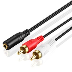 obvis 3.5mm to rca stereo audio cable adapter – 3.5mm female to stereo rca male bi-directional aux auxiliary male headphone jack plug y splitter to left/right 2rca male connector plug wire cord