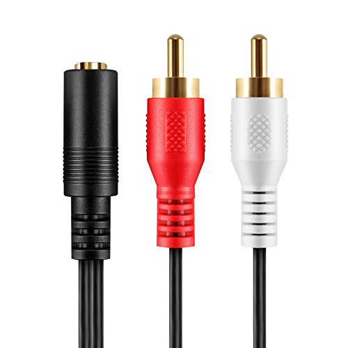 OBVIS 3.5mm to RCA Stereo Audio Cable Adapter - 3.5mm Female to Stereo RCA Male Bi-Directional AUX Auxiliary Male Headphone Jack Plug Y Splitter to Left/Right 2RCA Male Connector Plug Wire Cord