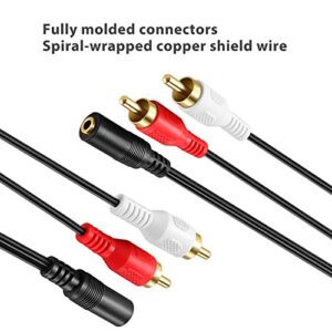 OBVIS 3.5mm to RCA Stereo Audio Cable Adapter - 3.5mm Female to Stereo RCA Male Bi-Directional AUX Auxiliary Male Headphone Jack Plug Y Splitter to Left/Right 2RCA Male Connector Plug Wire Cord