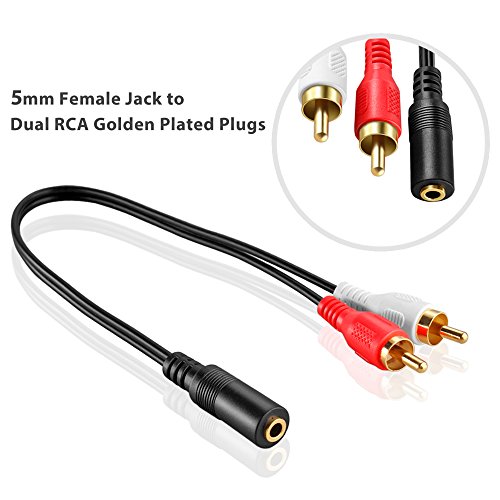 OBVIS 3.5mm to RCA Stereo Audio Cable Adapter - 3.5mm Female to Stereo RCA Male Bi-Directional AUX Auxiliary Male Headphone Jack Plug Y Splitter to Left/Right 2RCA Male Connector Plug Wire Cord