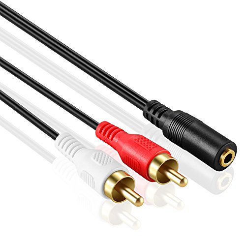 OBVIS 3.5mm to RCA Stereo Audio Cable Adapter - 3.5mm Female to Stereo RCA Male Bi-Directional AUX Auxiliary Male Headphone Jack Plug Y Splitter to Left/Right 2RCA Male Connector Plug Wire Cord