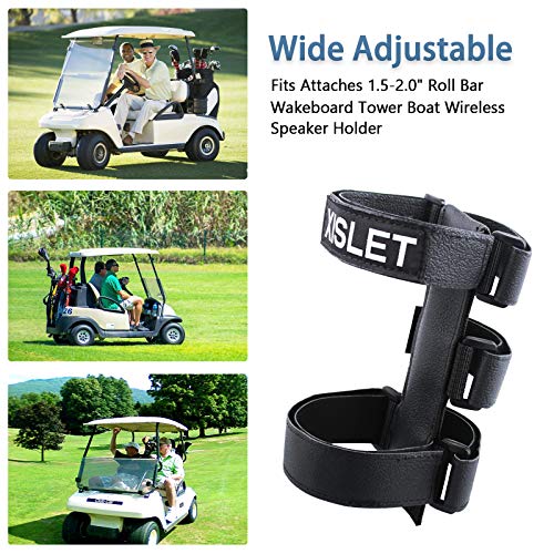 Xislet 2-Straps Portable Speaker Mount, Compatible with Golf Cart Accessories/Bike/Moto/ATV Speaker Strap Holder Fits Attaches Railing/Handlebar/Frame for Bluetooth Wireless Speakers