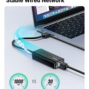 UGREEN USB 3.0 Hub Ethernet Adapter 10 100 1000 Gigabit Network Converter with 3 USB 3.0 Ports Hub Compatible with Laptop PC Nintendo Switch MacBook Mac Mini Surface XPS Windows Linux macOS, and More