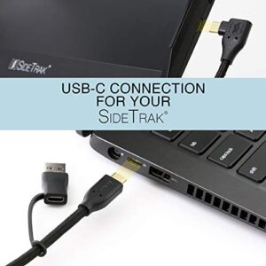 SideTrak USB-C to USB-C Cable & USB-A Adapter | Durable, Flexible, Tangle-Free Braided Nylon Cord | 1.5ft | Black