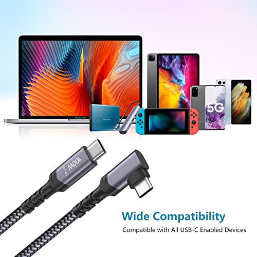 Besgoods USB C to USB C Cable 100W, 3ft 90 Degrees 10Gpbs 4K Video and Audio,USB 3.1 Gen 2 Cable for USB C Hub, MacBook Pro,SSD Hard Drive,Galaxy S21, Pixel More Type-C Devices/Laptops, Black,2-Pack