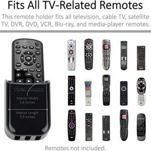 TotalMount Universal Remote Control Holders (2 Pack) – Attach to Wall or Back of TV – Compatible with All TV Remotes (Premium Black, Medium)