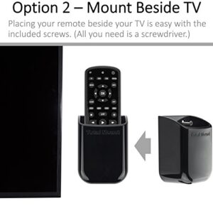 TotalMount Universal Remote Control Holders (2 Pack) – Attach to Wall or Back of TV – Compatible with All TV Remotes (Premium Black, Medium)