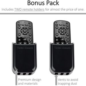 TotalMount Universal Remote Control Holders (2 Pack) – Attach to Wall or Back of TV – Compatible with All TV Remotes (Premium Black, Medium)