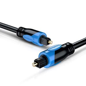 bluerigger digital optical audio toslink cable (25ft, fiber optic cord, in-wall cl3 rated, 24k gold-plated) – compatible with home theatre, sound bar, tv, xbox, playstation ps5/ps4