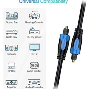 BlueRigger Digital Optical Audio Toslink Cable (25FT, Fiber Optic Cord, in-Wall CL3 Rated, 24K Gold-Plated) - Compatible with Home Theatre, Sound Bar, TV, Xbox, Playstation PS5/PS4