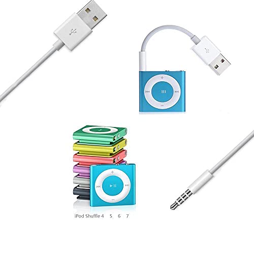 Amicable USB Date Cable Replacement for iPod Shuffle Charger Cable,(2-Pack) 3.5mm Jack/Plug to USB Power Charger Sync Data Transfer Cable for iPod Shuffle 3rd 4th 5th /6/7 Gen MP3