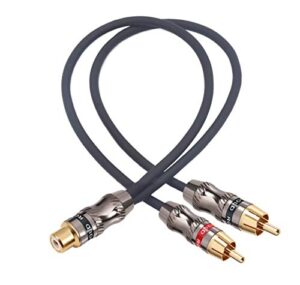 devinal rca/phono splitter cable rca female to dual male gold plated adapter, stereo audio y-cable heavy duty (1 female to 2 male) 10″(25 cm)