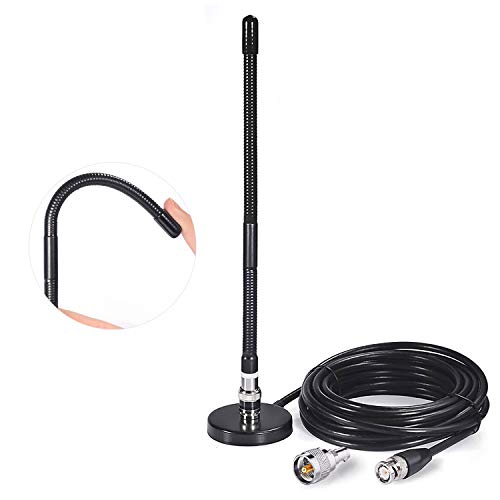 Bingfu CB Antenna 27MHz CB Radio Antenna Soft Whip Magnetic Base CB Antenna BNC & PL259 Male Compatible with Cobra Midland Uniden Maxon President Portable Handheld CB Radio Car Mobile Radio Scanner