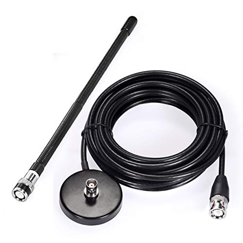 Bingfu CB Antenna 27MHz CB Radio Antenna Soft Whip Magnetic Base CB Antenna BNC & PL259 Male Compatible with Cobra Midland Uniden Maxon President Portable Handheld CB Radio Car Mobile Radio Scanner