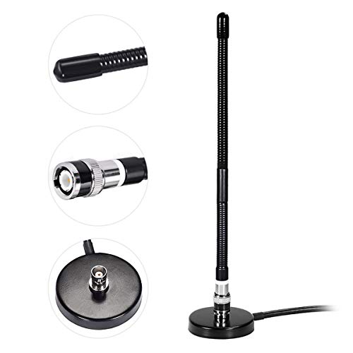 Bingfu CB Antenna 27MHz CB Radio Antenna Soft Whip Magnetic Base CB Antenna BNC & PL259 Male Compatible with Cobra Midland Uniden Maxon President Portable Handheld CB Radio Car Mobile Radio Scanner