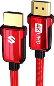 silkland 4k hdmi arc cable for soundbar, 4k 60hz hdmi 2.0 cable 6.6ft, (18gbps, arc, hdcp 2.2, hdr, 3d), high speed 4k ultra hd, compatible for samsung, vizio, sono, bose, lg sound bar, uhd tv, red