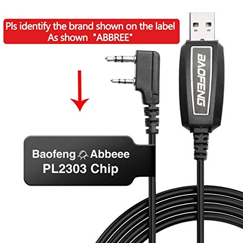 Baofeng USB Programming Cable PL2303 Support Chirp for Baofeng UV-5R(All),BF-F8HP, BF-888S,UV82HP,UV-82(All),UV-S9Plus GM-15Pro BF-H6 Handheld ham Radio transceiver Ham Two Way Radio with Driver