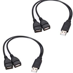 USB Splitter,USB Charger Cable,USB A 2.0 Male to Dual USB Female Jack Y Splitter Charging Cable for Laptop/Car/Data Transmission/Charging Etc. (2 Pack)